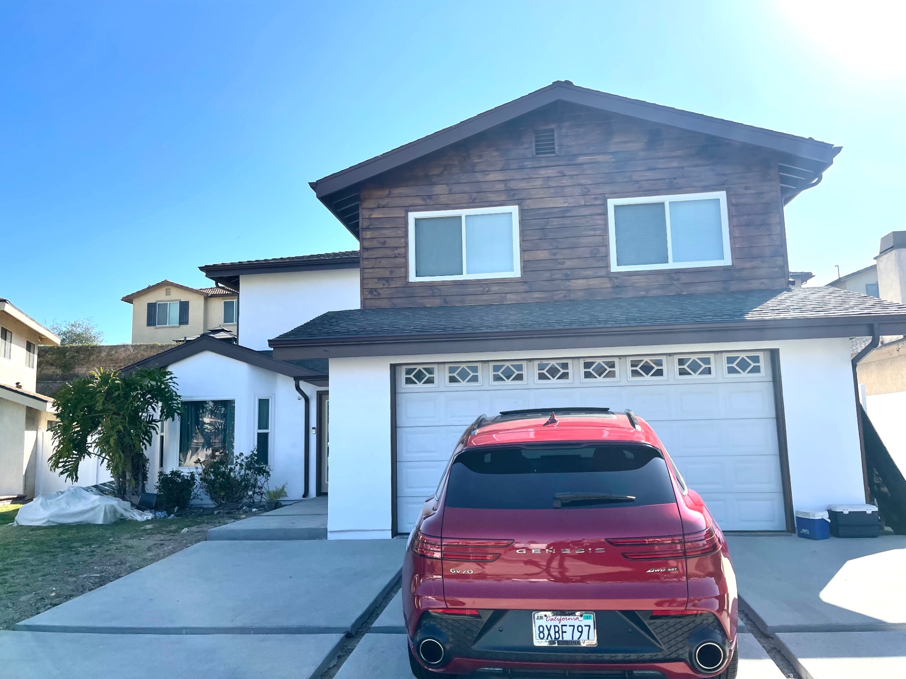 Two-story remodel, siding, driveway & repaint in Long Beach — after